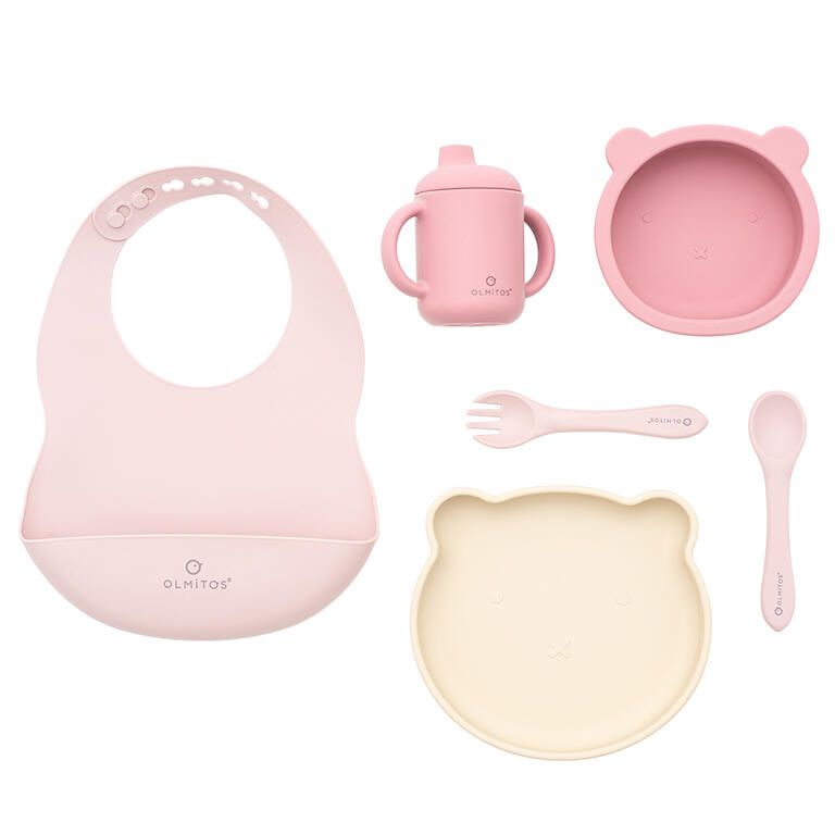 Para Comer Olmitos 0096-Rosa Vajilla Infantil Silicona 7 Piezas Pink para mundo bebé