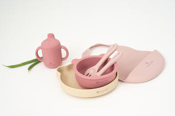 Para Comer Olmitos 0096-Rosa Vajilla Infantil Silicona 7 Piezas Pink para mundo bebé