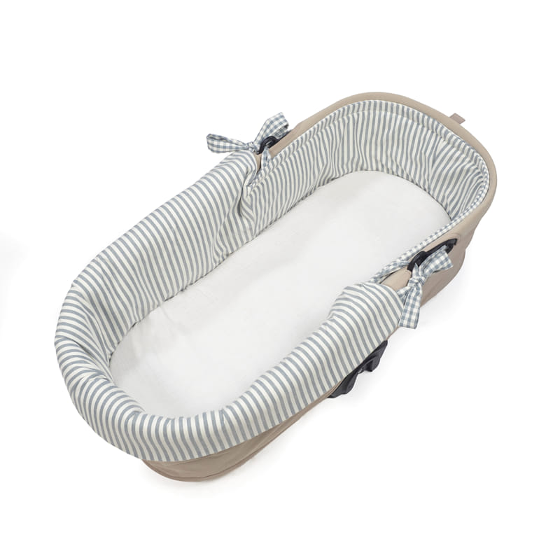 Paseo Walking Mum Cubrecuco Dual + Funda Colchón Ajustable Praliné Vichy/Rayas Menta multicolor para bebe