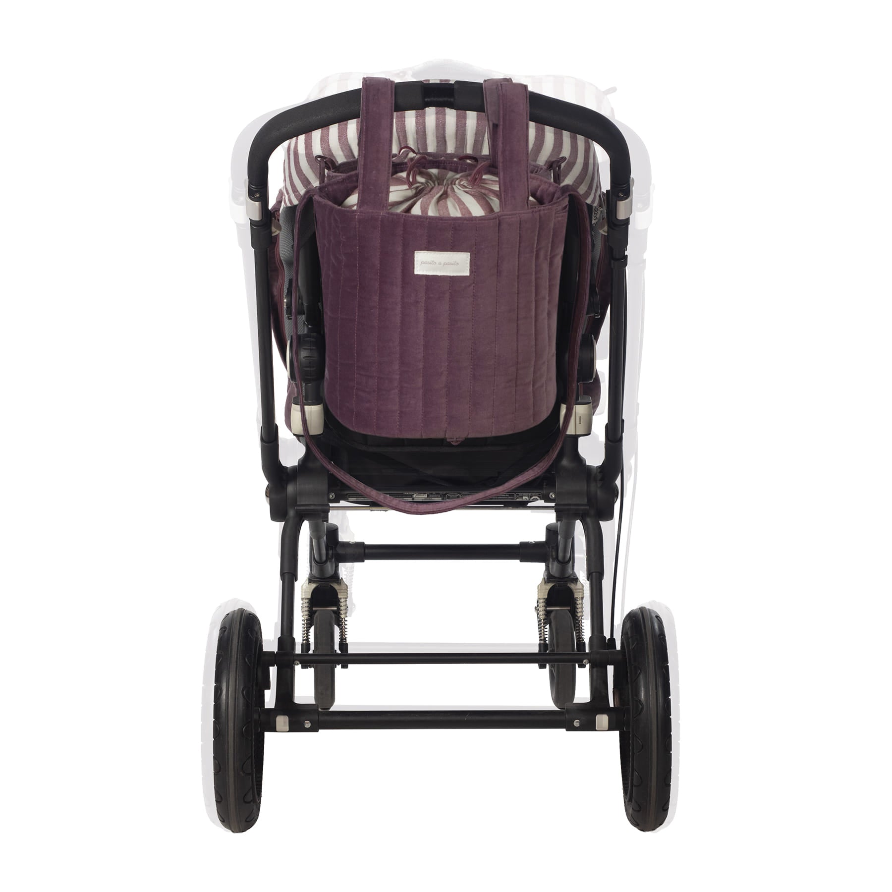 Paseo Pasito A Pasito Bolso Bucket Cherry Rayas Velvet cereza para bebe