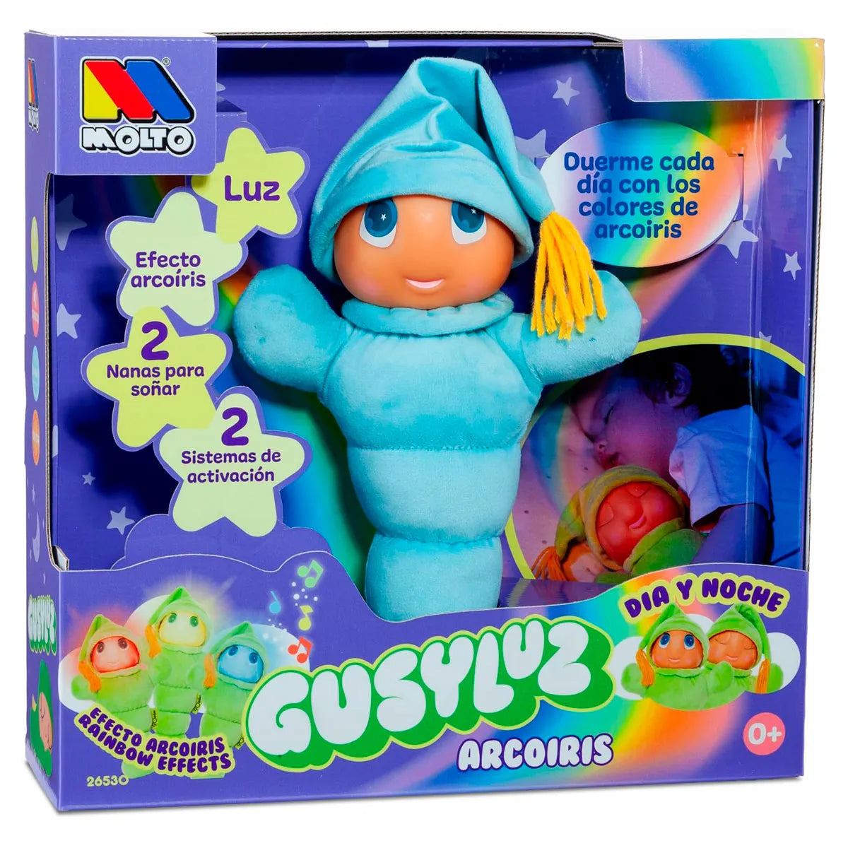 Muñecas Y Peluches Molto Gusyluz Arcoiris Día Y Noche azul para niños