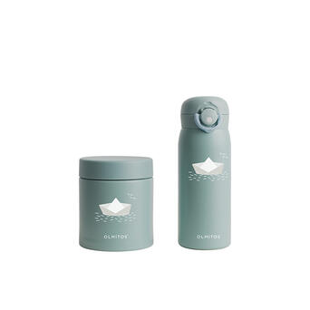 Para Comer Olmitos Set Termo Líquidos 480Ml + Termo Sólidos 550 Ml Paperboat Verde verde para bebe