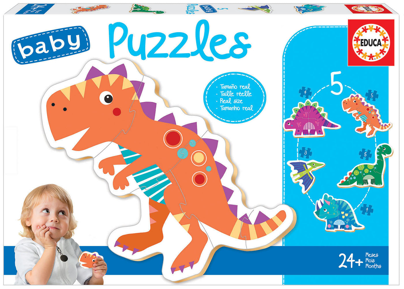 Construcciones Y Puzzles Educa 5 Baby Puzzles 3-4-5 Piezas Dinosaurios multicolor para niños