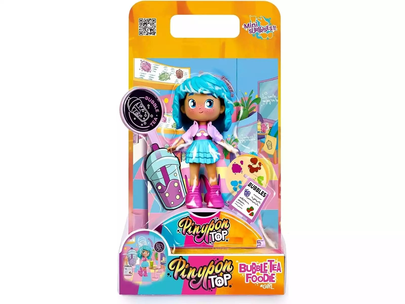 Figuras Y Minimundos Famosa Pinypon Top Bubble Tea Foodie Girl Con Accesorios multicolor para niños