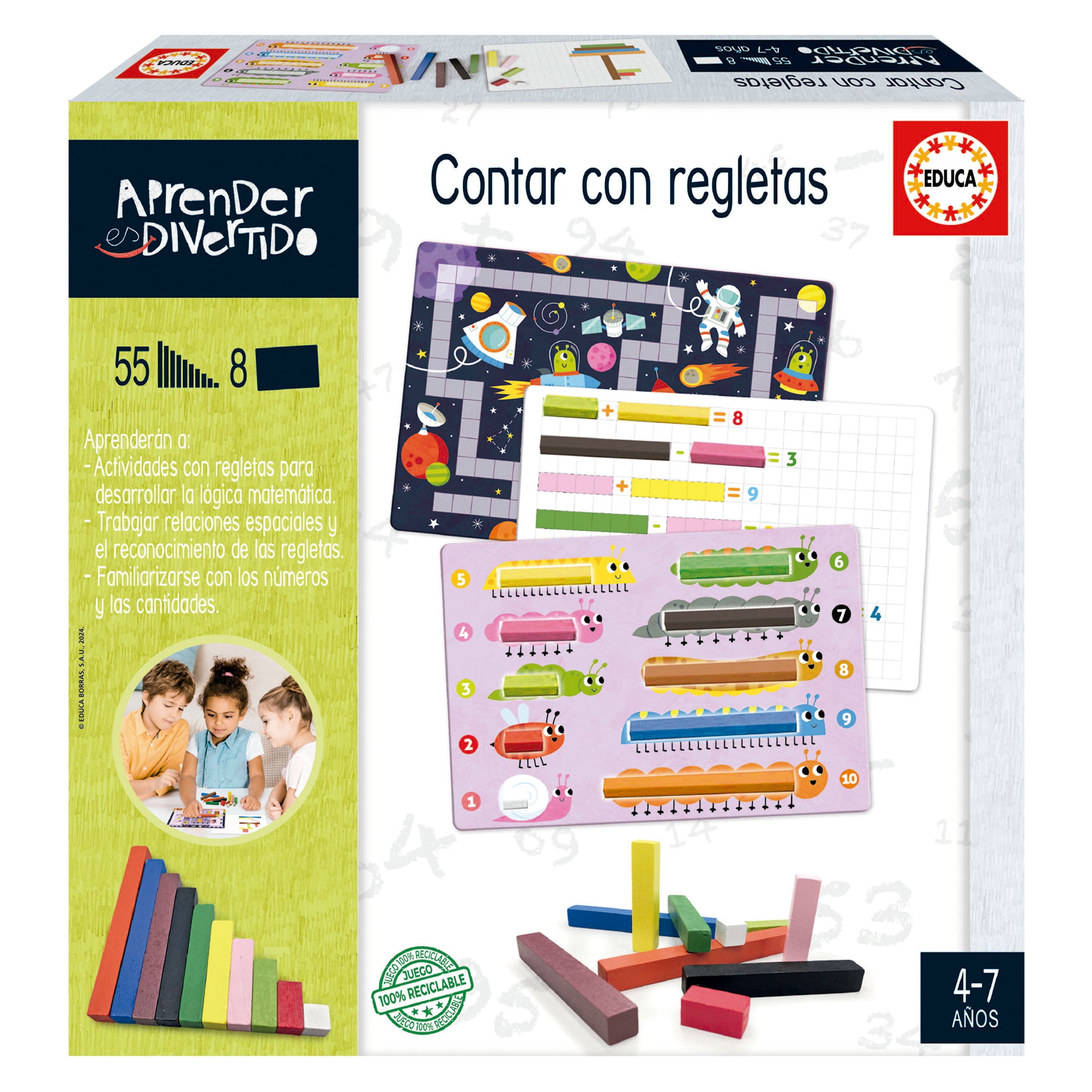 Juegos De Mesa Educa Aprender Es Divertido - Contar Con Regletas multicolor para niños