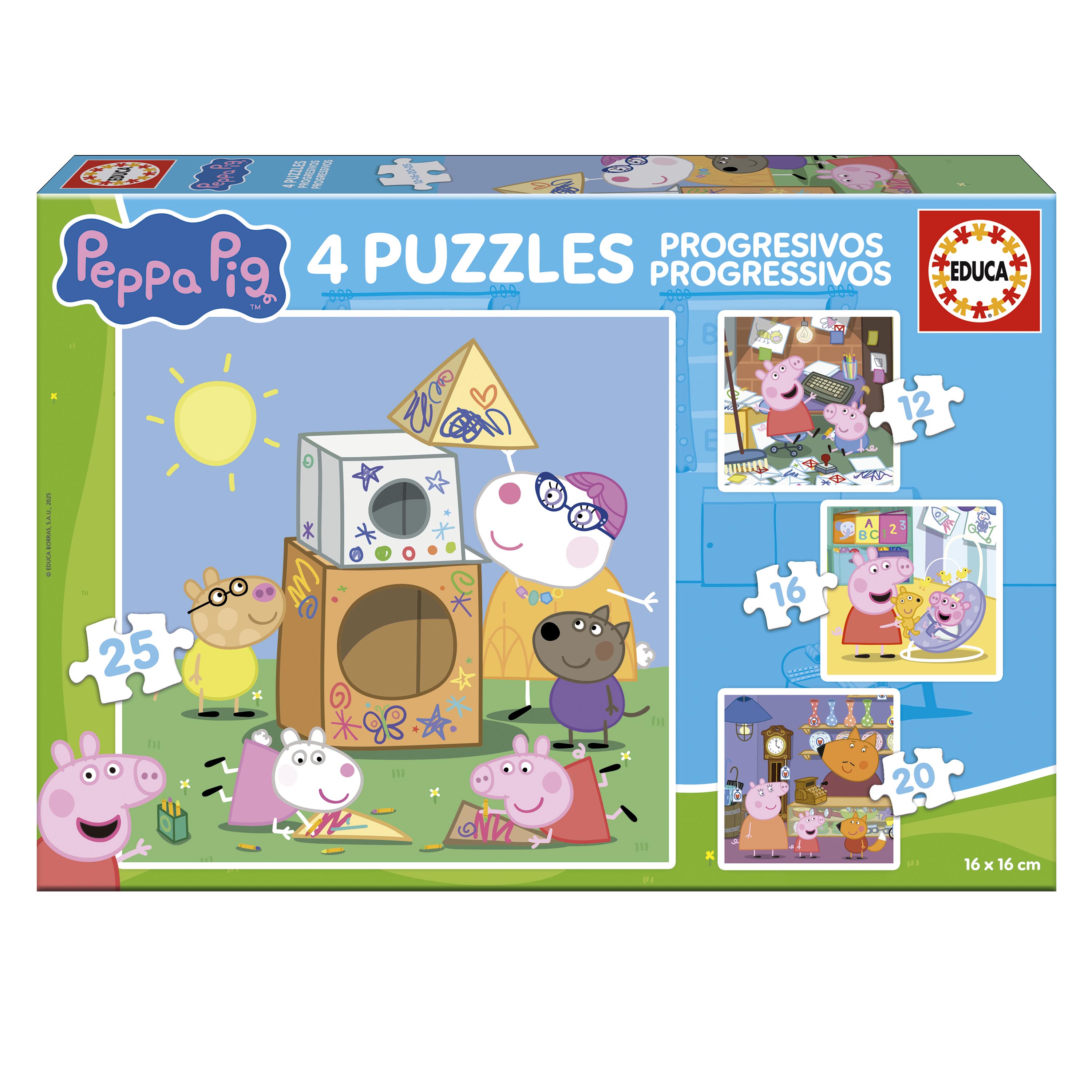 Juegos De Mesa Educa 4 Puzzles Progresivos Peppa Pig multicolor para niños