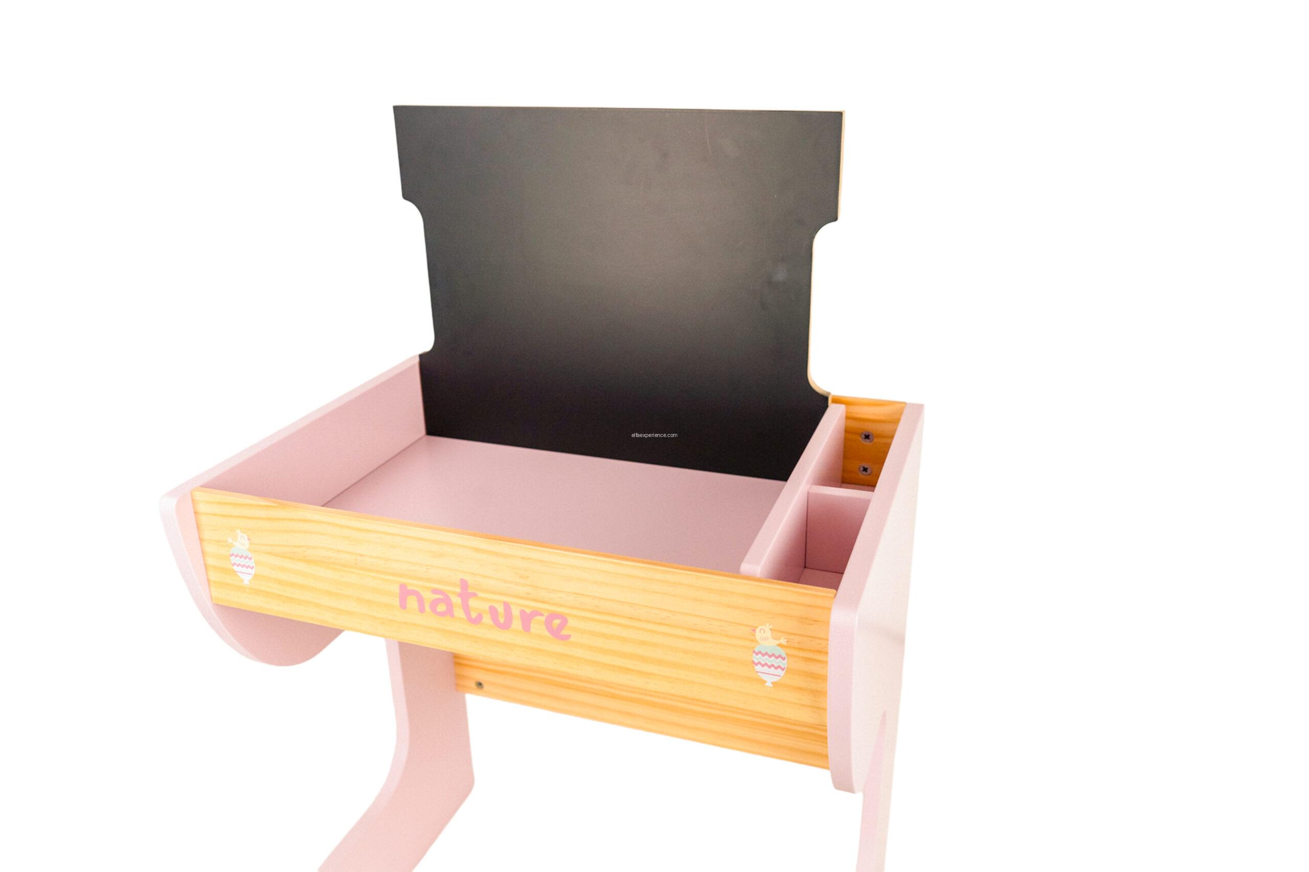 Otros Muñecas Arias Escritorio Con Pizarra+Banco/Baul Nature rosa para niños
