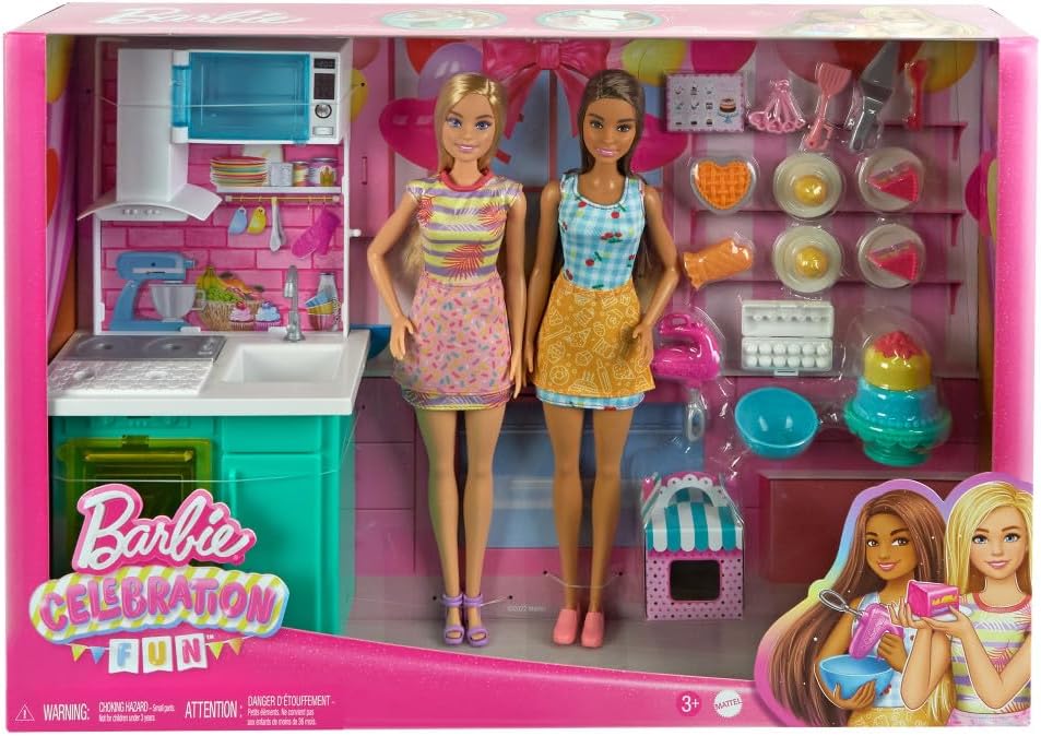 Muñecas Y Peluches Mattel Games "Barbie Malibu Y Brookling Fiesta Pastelera" multicolor para niños