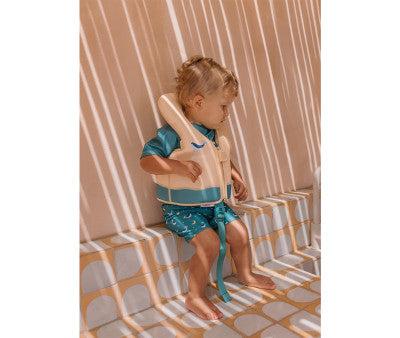 Baño Monnëka Chaleco Flotador Aprendizaje Whale Teal multicolor para niños