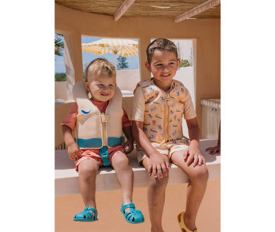 Baño Monnëka Chaleco Flotador Aprendizaje Whale Teal multicolor para niños