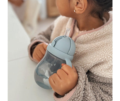 Para Comer Tutete Noüka - Taza Antiderrame Non Spill Con Pajita Flexible Con Peso 240Ml Wave azul para bebe