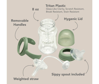 Para Comer Tutete Noüka - Taza Evolutiva Con Pajita Flexible Con Peso 240 Ml Moss verde para bebe