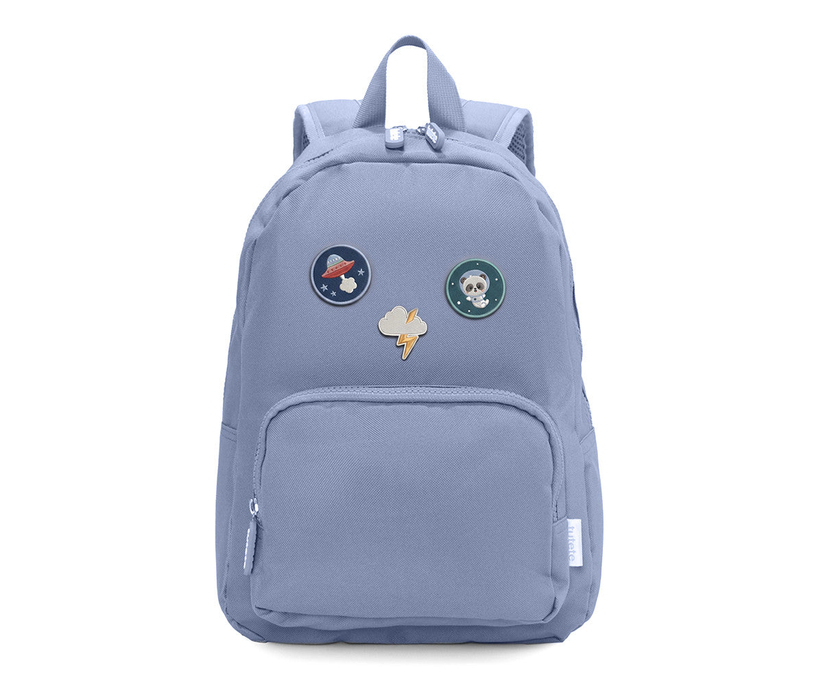 Paseo Tutete Mochila Infantil Solid Sky + 6 Parches Autoadhesivos Space azul para niños