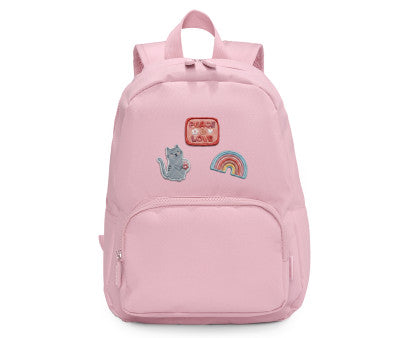 Paseo Tutete Mochila Infantil Sólid Pink + 6 Parches Autoadhesivos Fantasy rosa para niños