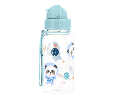 Para Comer Tutete Botella De Plástico Con Pajita Pandas En El Espacio verde para niños