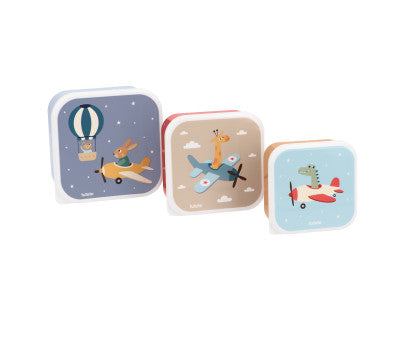 Para Comer Tutete Set De3 Cajas De Almuerzo Planes azul para niños
