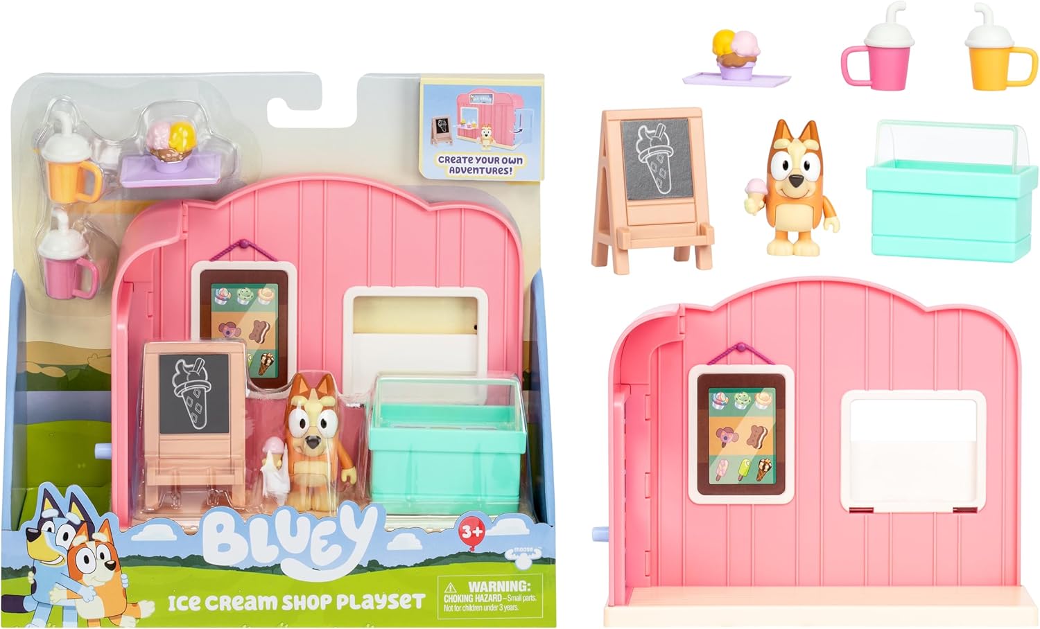 Figuras Y Minimundos Toy Planet Bluey Mini Playset Ice Cream Shop multicolor para niños