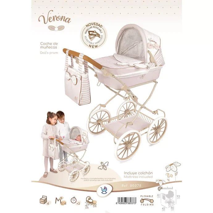 Muñecas Y Peluches De Cuevas Toys Verona Coche De Muñeca Plegable 48 Cm multicolor para niños