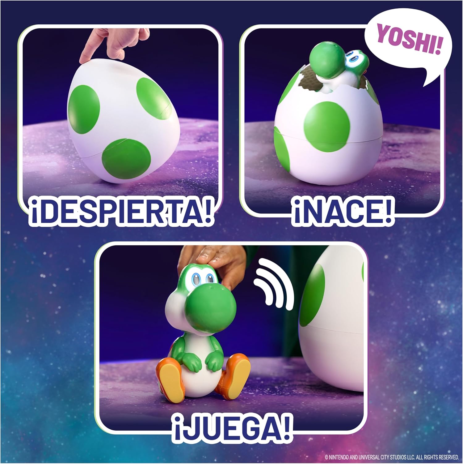 Figuras Y Minimundos Spin Master De La Película Super Mario Galaxy Yoshi Interactivo Con Luces Y Sonidos Que Sale Del Huevoi verde para niños