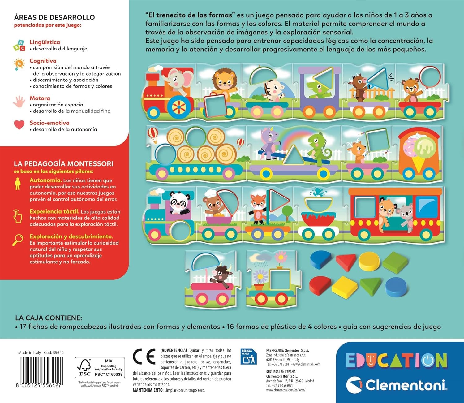 Juegos De Mesa Clementoni Education Montessori - El Trenecito De Las Formas multicolor para niños