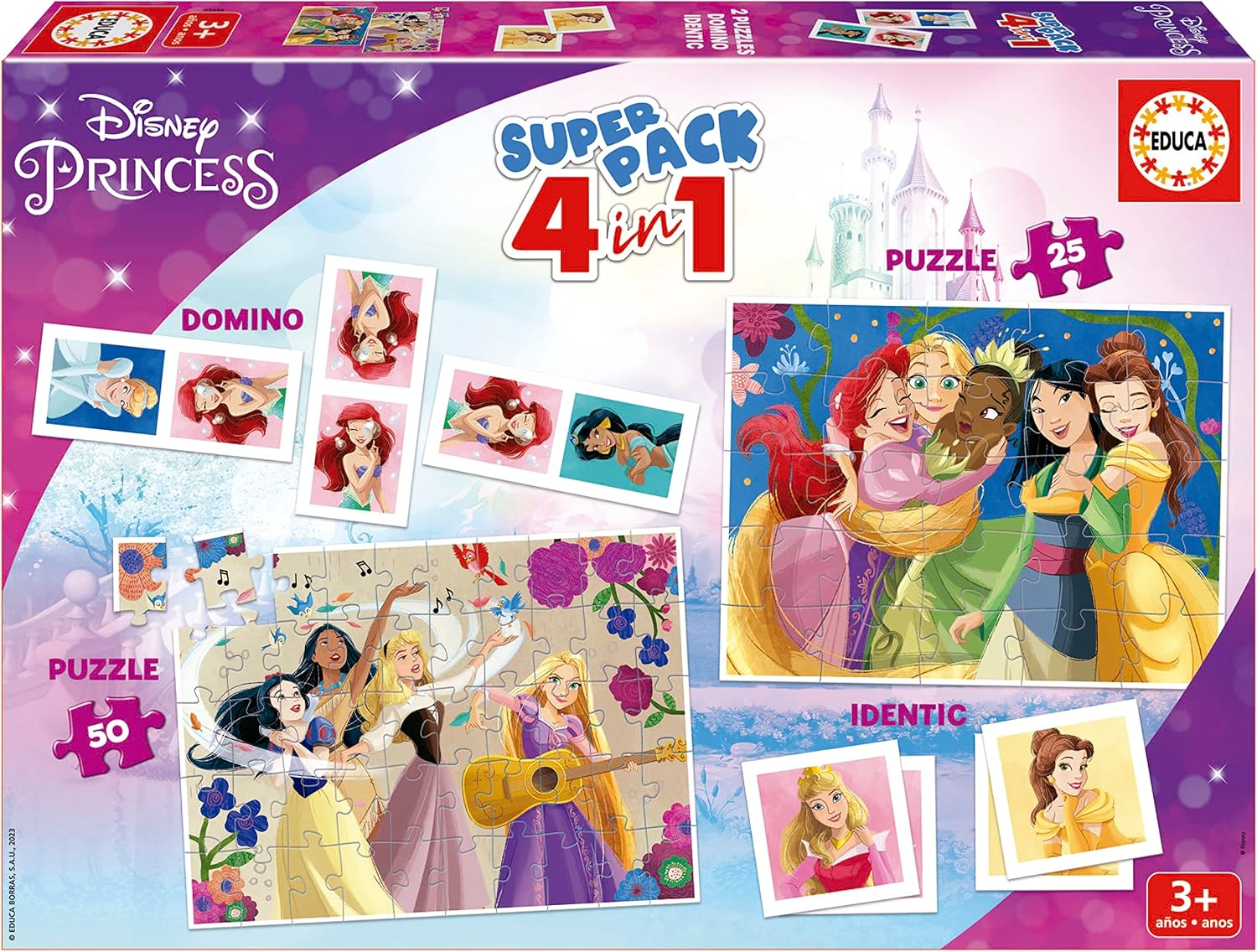 Juegos De Mesa Educa Super Pack 4 En 1 Disney Princesas multicolor para