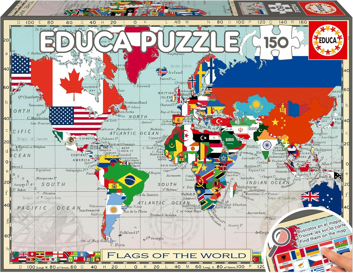 Construcciones Y Puzzles Educa Puzzle 150 Piezas Banderas Del Mundo multicolor para niños