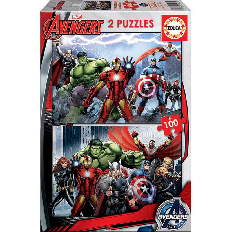 Construcciones Y Puzzles Educa Marvel Avengers - 2 Puzzles 100 Piezas 40X28 Cm multicolor para niños