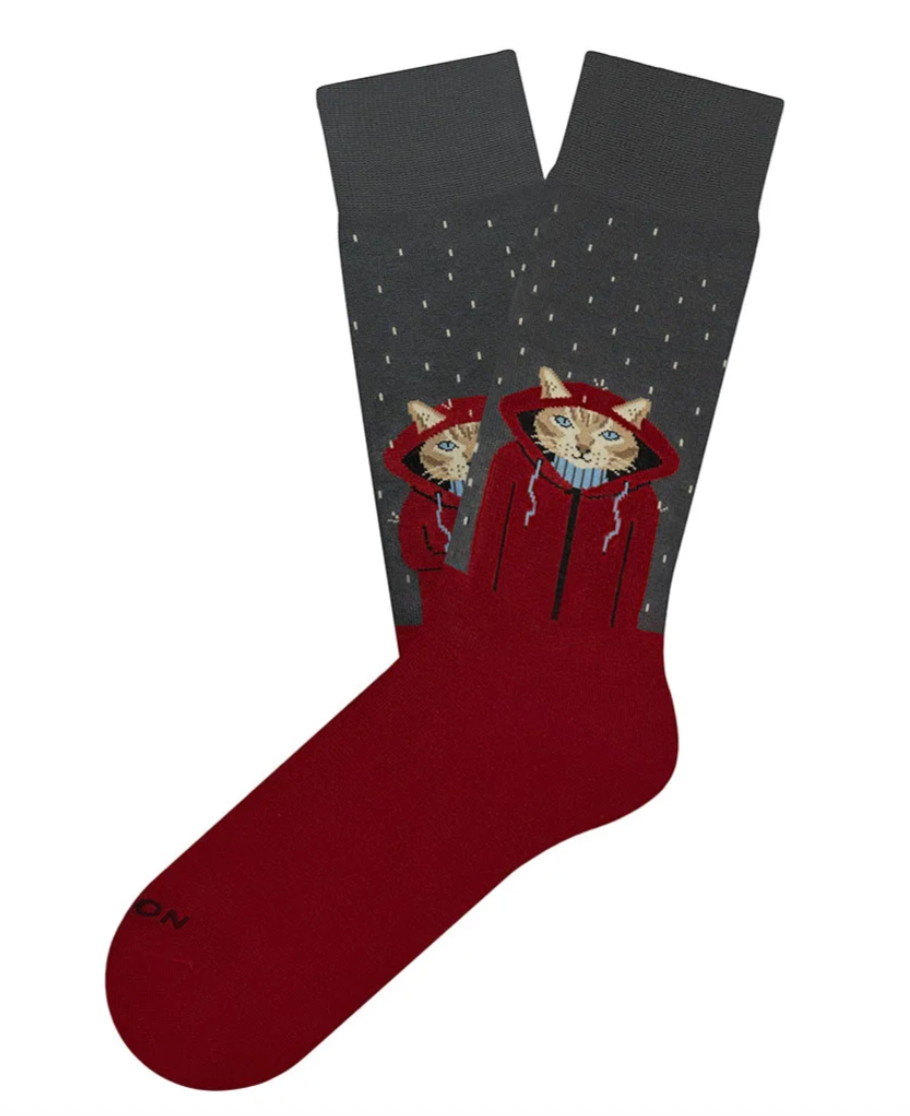 Calcetines Jimmy Lion Raining Cat gris para unisex