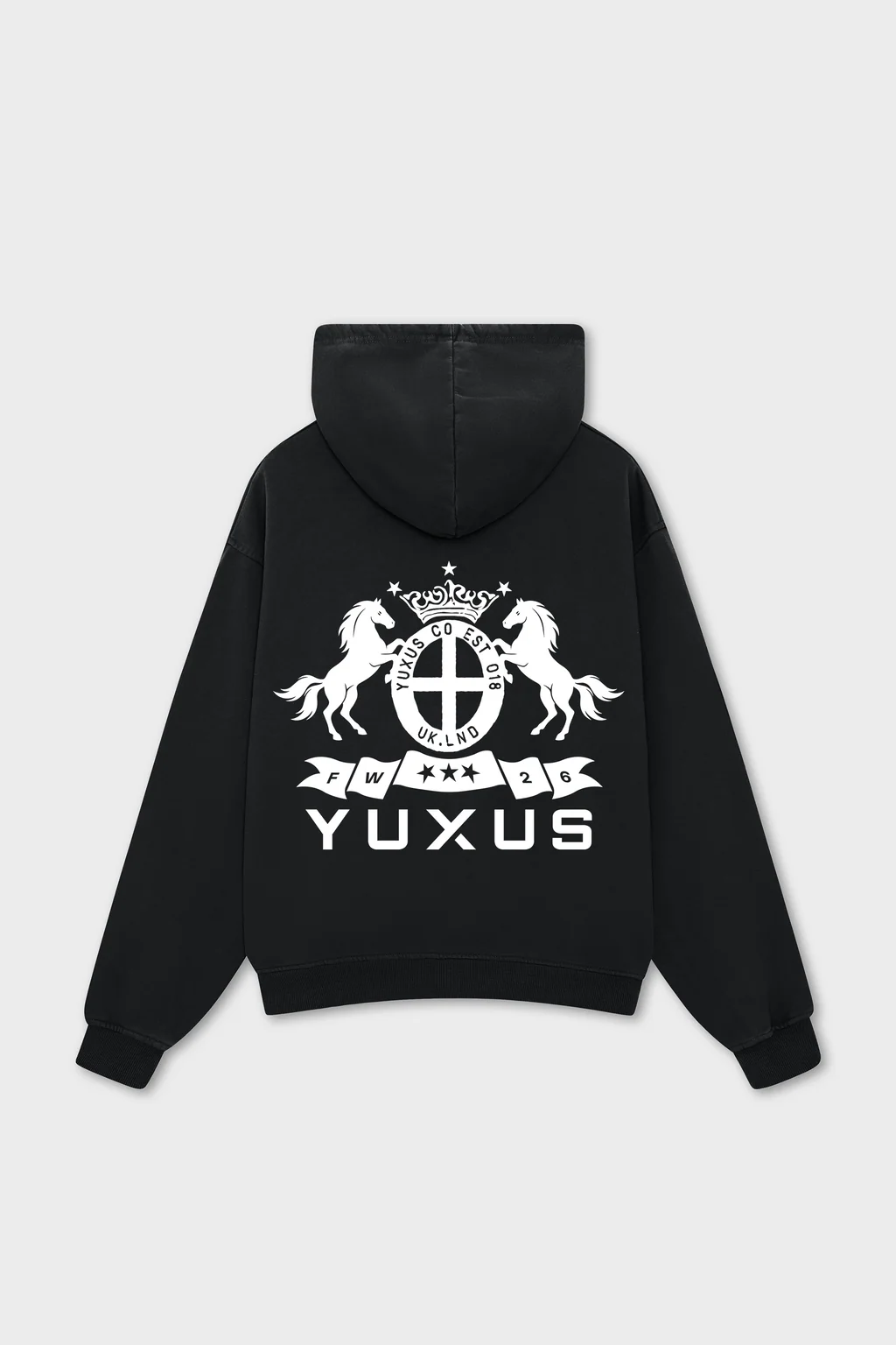 Sudadera Yuxus Press Hoodie negro para hombre