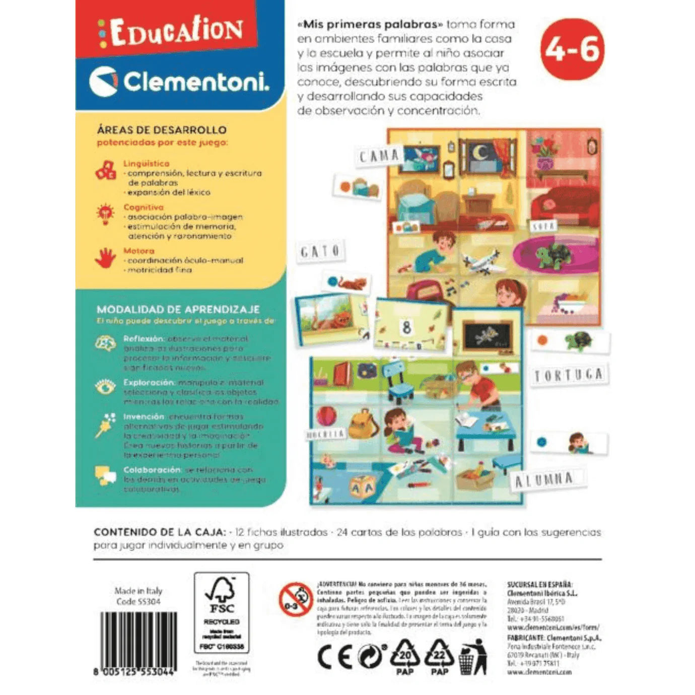 Juegos De Mesa Clementoni Mis Primeras Palabras multicolor para niños