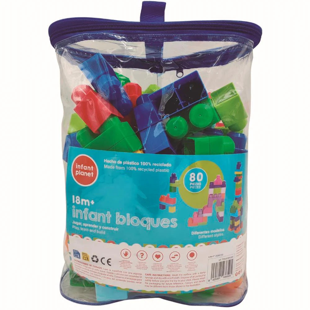 Construcciones Y Puzzles Toy Planet Bolsa Blocks 80 Pcs multicolor para niños