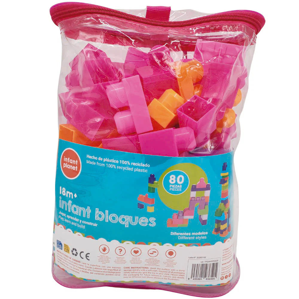 Construcciones Y Puzzles Toy Planet Bolsa Blocks 80 Pcs multicolor para niños