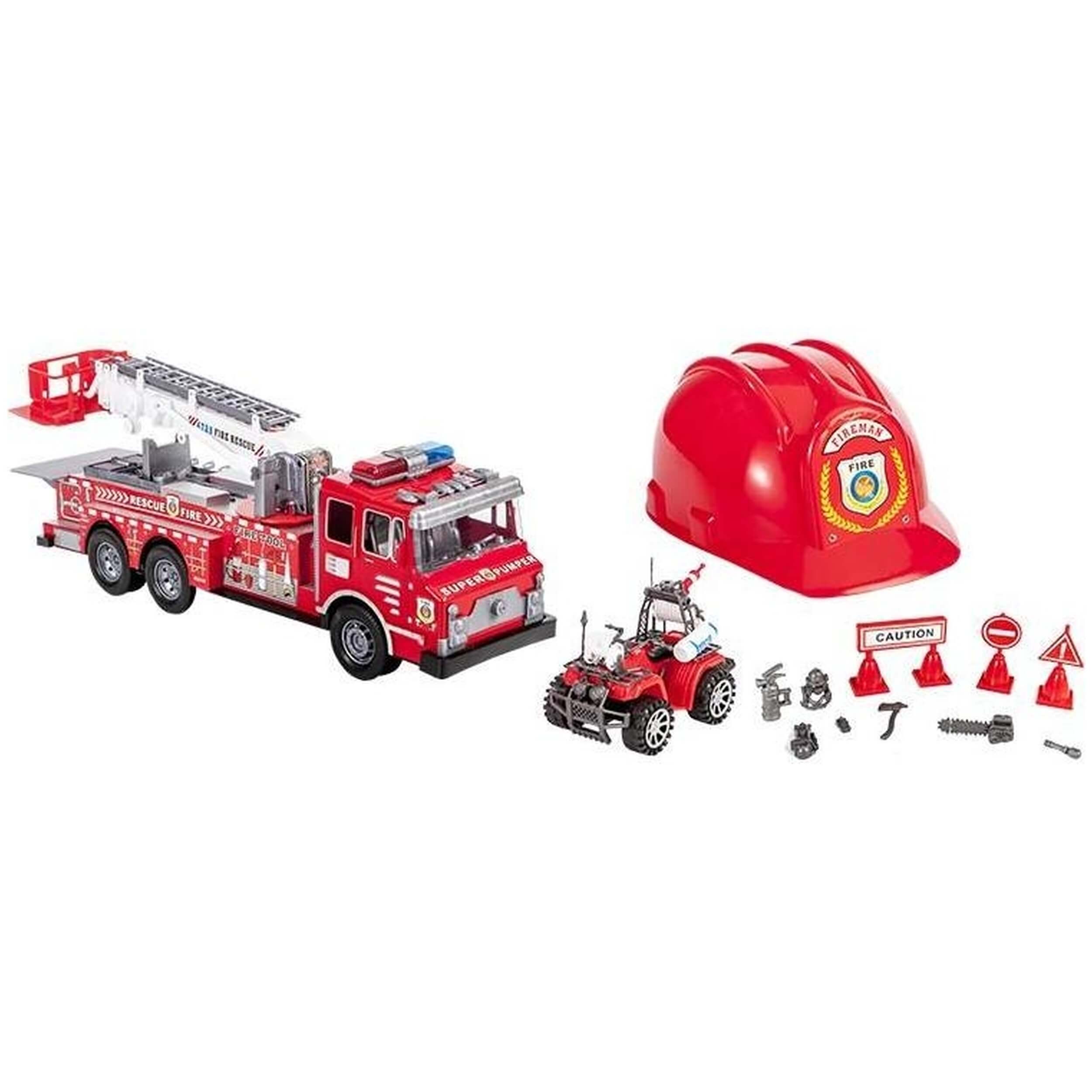 Juego Clásico Para Niños De 3 + Años Toy Planet Set Vehículos Brigada De Bomberos,Incluye Casco