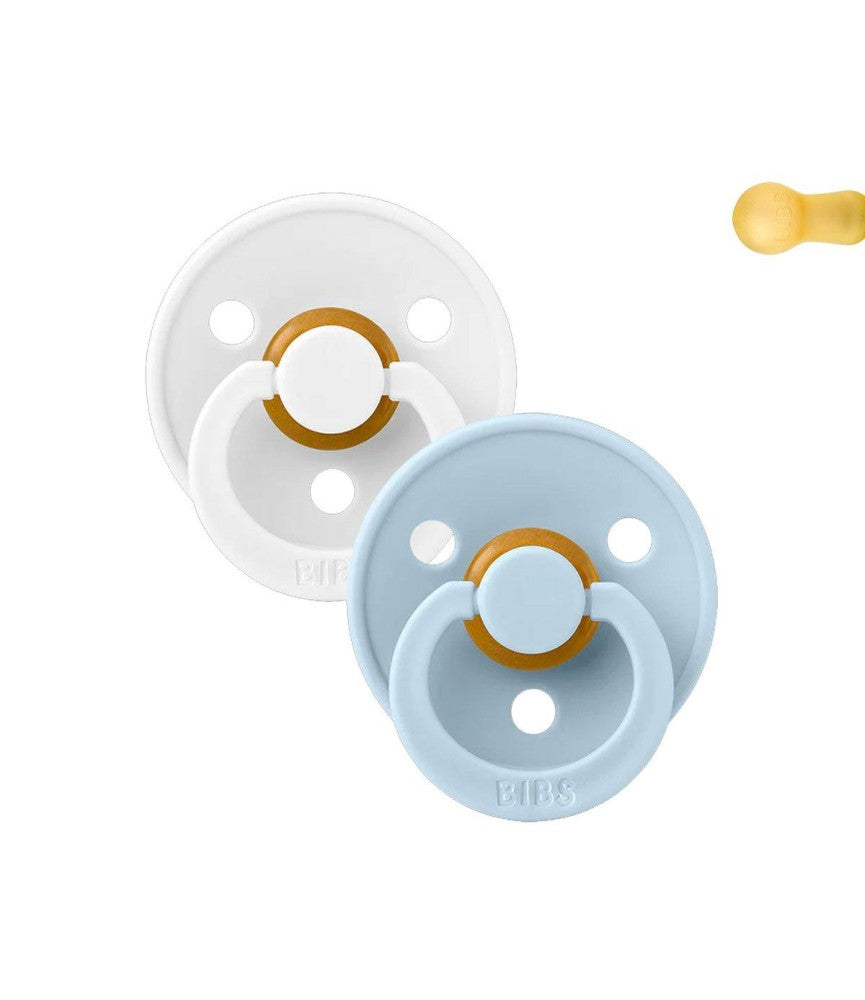 Lactancia Bibs Pack 2 Chupetes Colour Natural Rubber White Baby Blue azul para bebe