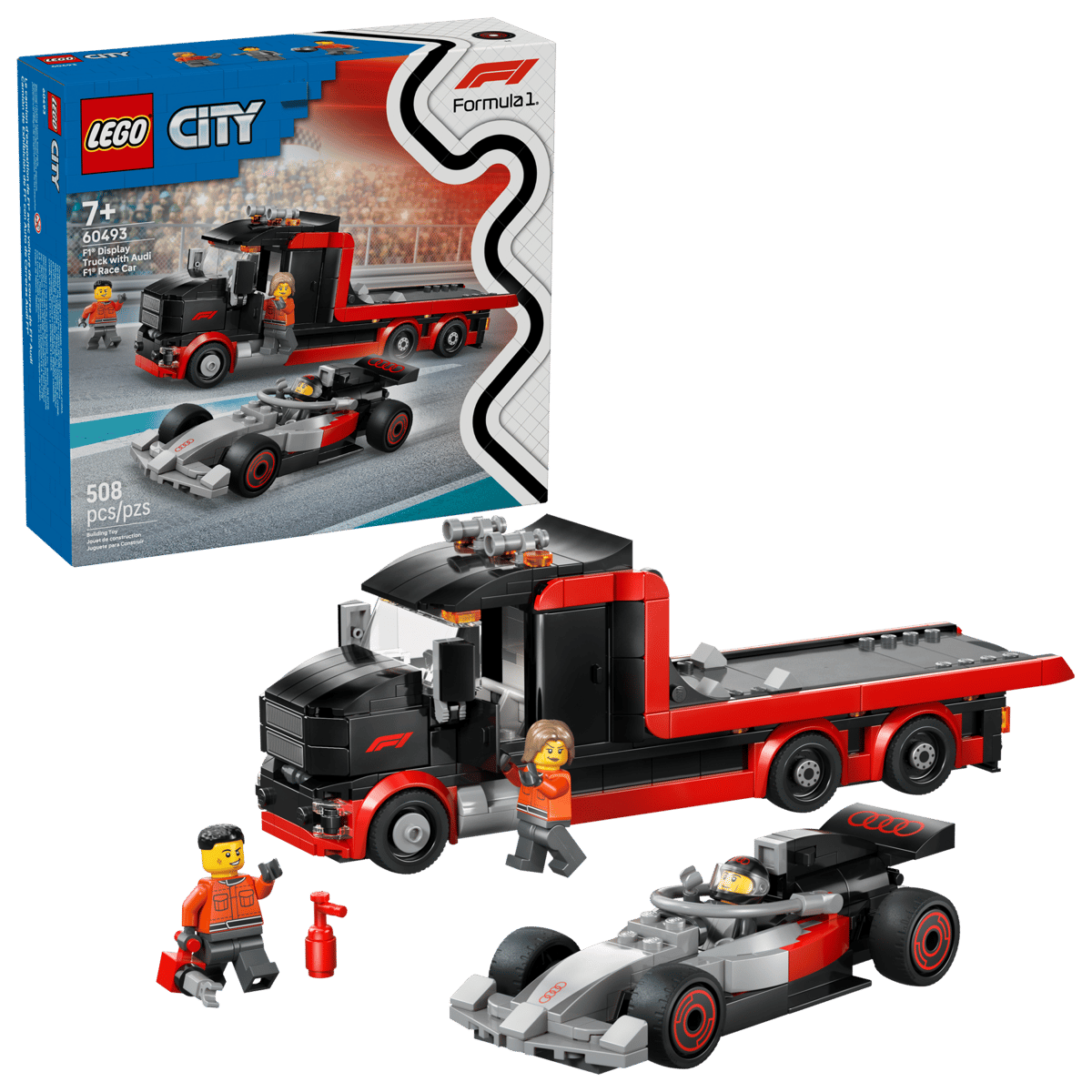 Construcciones Y Puzzles Lego Camión De Exposición De F1 Con Coche De multicolor para niños