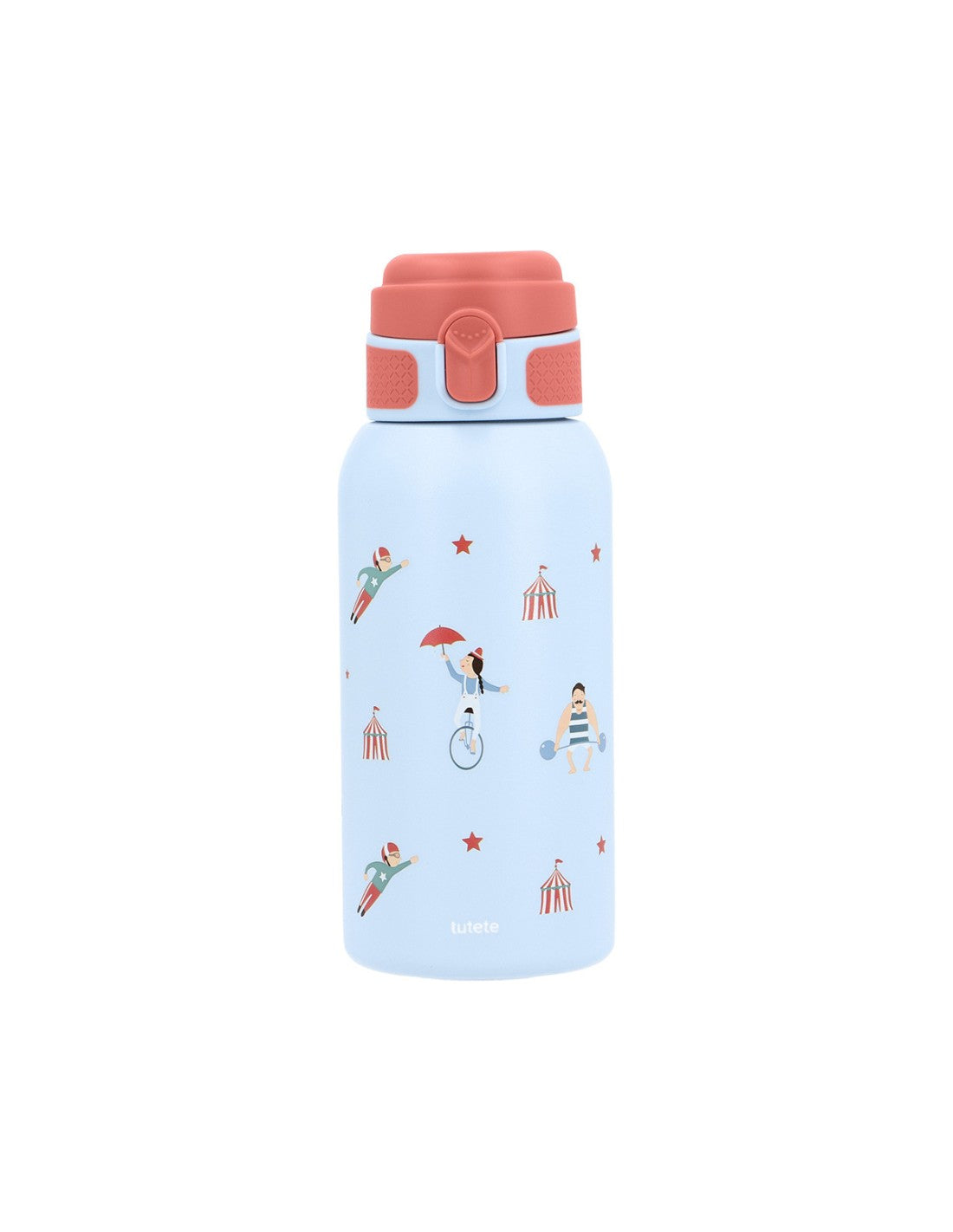 Para Comer Tutete Botella De Acero Térmica Con Pajita Circus Show azul para niños