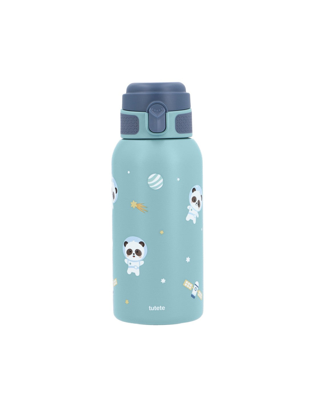 Para Comer Tutete Botella De Acero Térmica Con Pajita Pandas En El Espacio verde para niños