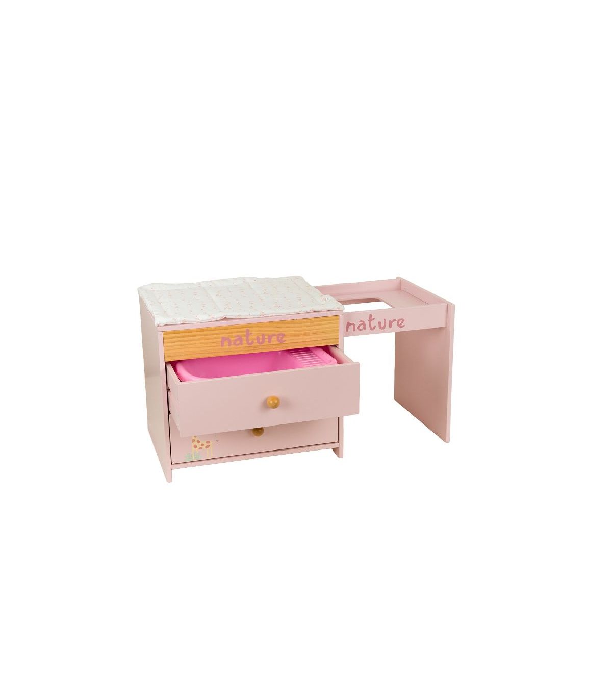 Muñecas Y Peluches Muñecas Arias Comoda/Cambiador Nature C/2 Cajones Bañe rosa para niños