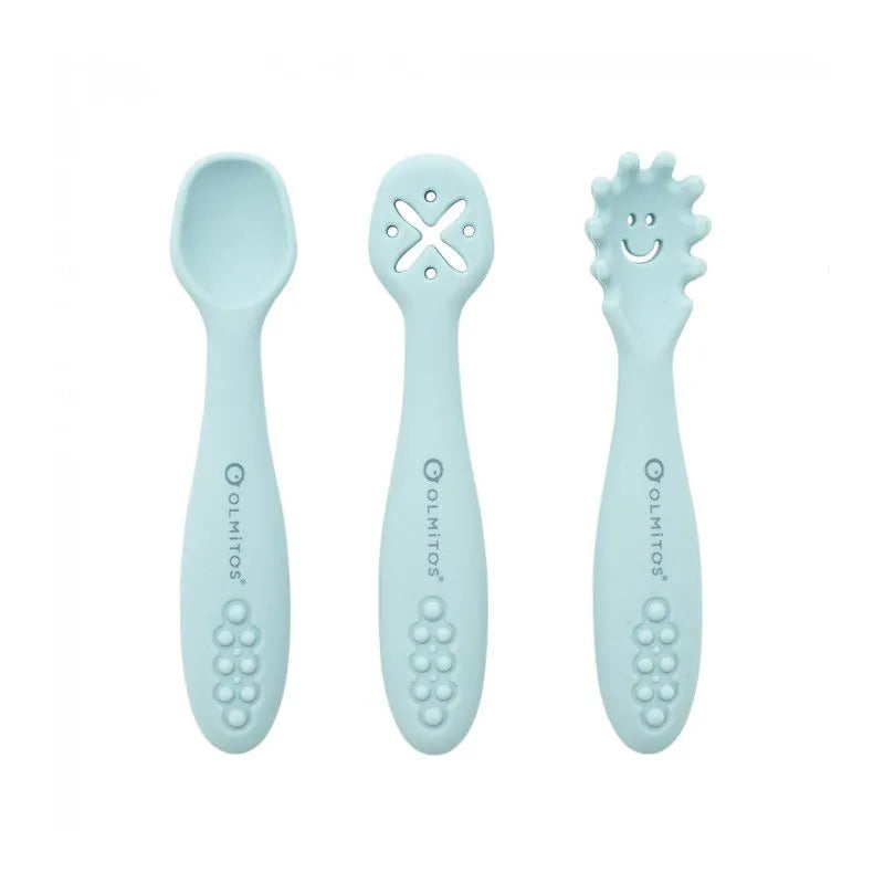 Para Comer Olmitos Set 3 Cubiertos De Aprendizaje verde para bebe