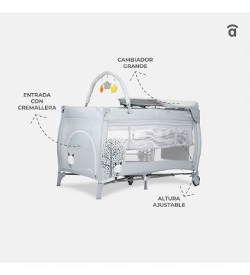 En Casa Asalvo Cuna De Viaje Con Cambiador Nórdica gris para bebe