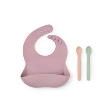 Para Comer Tous Set De Babero Y Dos Cucharas De Silicona Rosa rosa para bebe