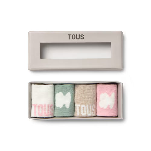 Regalos Tous Set 4 Calcetines Tous Baby Modelo Ssocks-2405 Rosa multicolor para bebe