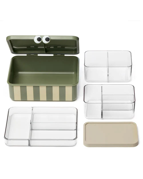 Para Comer Tutete Noui Noui - Caja De Almuerzo Infantil Con 3 Bandejas Extraíbles Green verde para niños