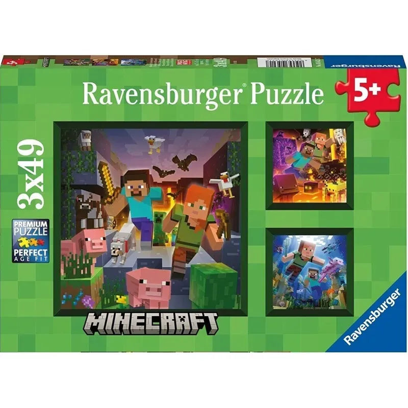 Construcciones Y Puzzles Ravensburger 3 Puzzles 49 Piezas Minecraft multicolor para niños