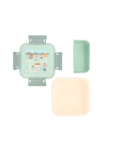 Para Comer Tutete Caja De Almuerzo Grande Los Tres Pequeños Cerditos 780 Ml verde para niños