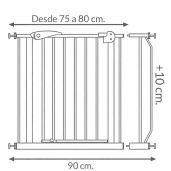 En Casa Olmitos Puerta De Seguridad Metálica + Extensión 10 Cm - Adaptable A Huecos Entre 70 A 90 Cm Incluyendo Extensión multicolor para bebe