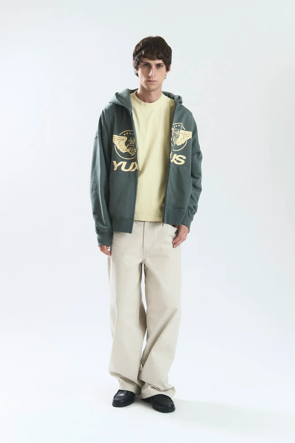 Sudadera Yuxus Vane Zip verde para hombre