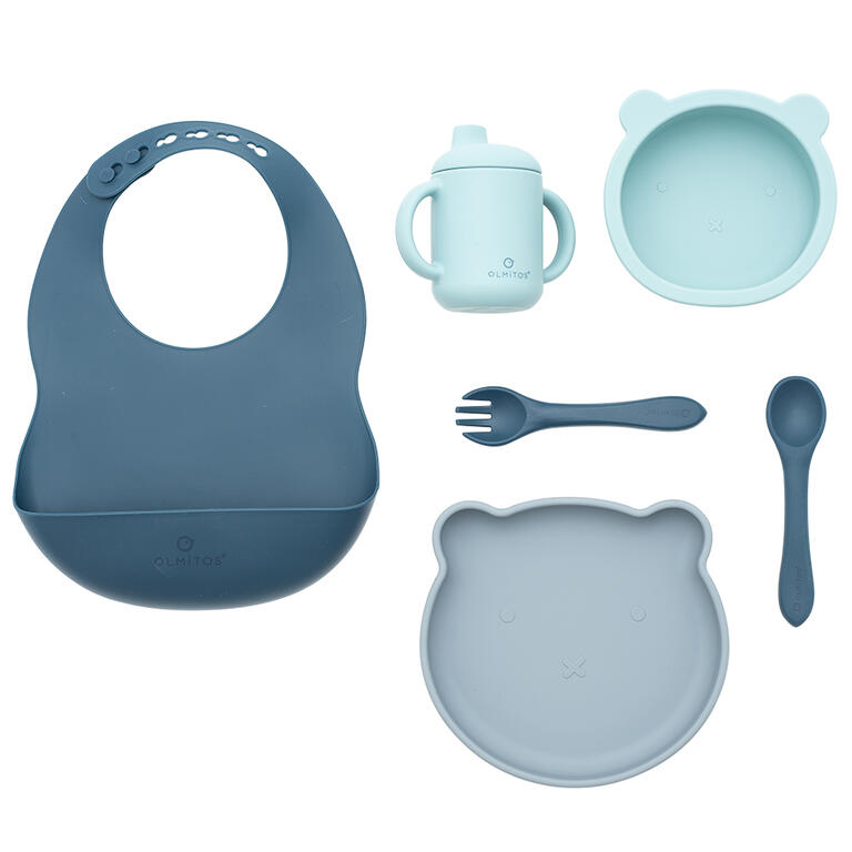 Para Comer Olmitos 0094-Azul Vajilla Infantil Silicona 7 Piezas Blue para mundo bebé