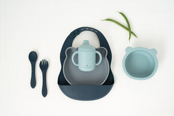 Para Comer Olmitos 0094-Azul Vajilla Infantil Silicona 7 Piezas Blue para mundo bebé