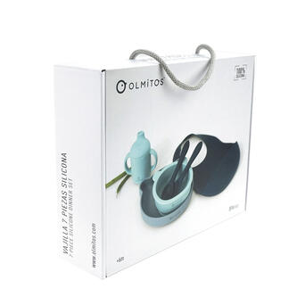 Para Comer Olmitos 0094-Azul Vajilla Infantil Silicona 7 Piezas Blue para mundo bebé